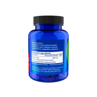 NATIOS Chaga Extract, 500 mg, 40% polysaccharides, 90 veganských kapslí