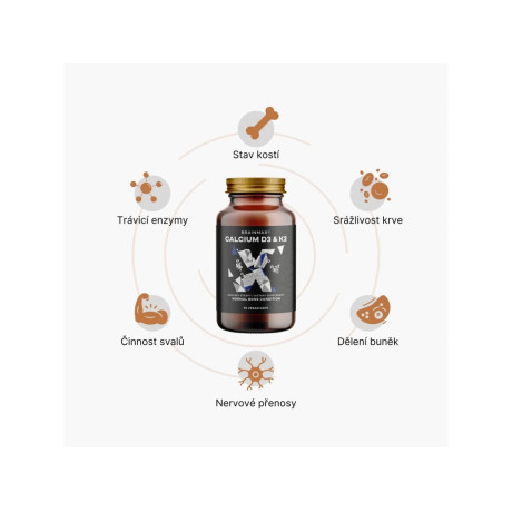 BrainMax Calcium D3 & K2, vápník s vitamínem D3 & K2, 90 rostlinných kapslí