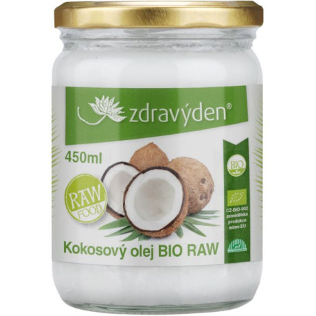 Zdravý Den Kokosový olej BIO RAW 450ml, pegrastore.cz