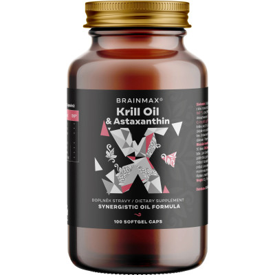 BrainMax Krill Oil s astaxanthinem, 500 mg, 100 softgel kapslí, pegrastore.cz