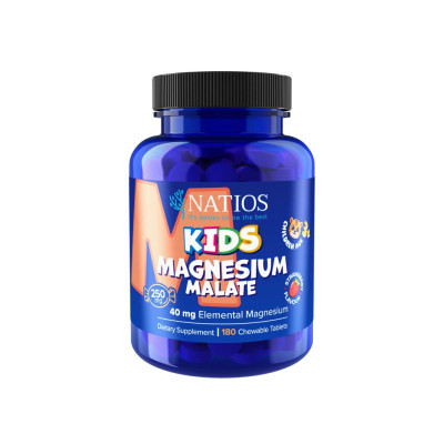 NATIOS Kids Magnesium Malate, 250 mg, 180 jahodových cucacích tabletek, PegraStore.cz