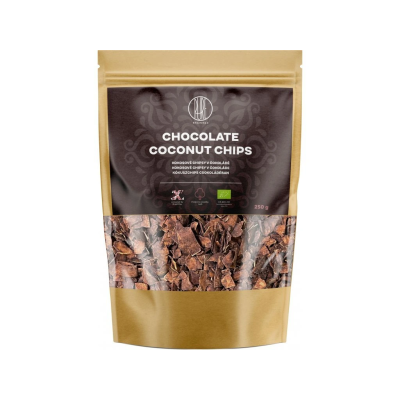 BrainMax Pure Chocolate Coconut chips, Kokosové chipsy v čokoládě, BIO, 250 g
