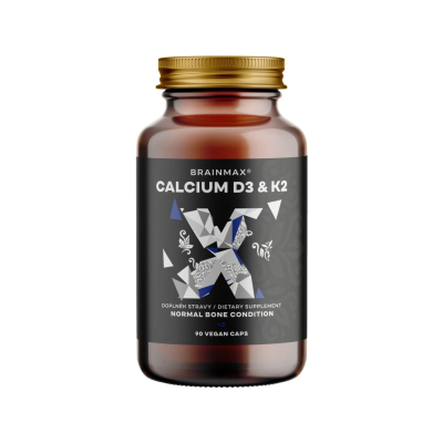 BrainMax Calcium D3 & K2, vápník s vitamínem D3 & K2, 90 rostlinných kapslí, PegraStore.cz