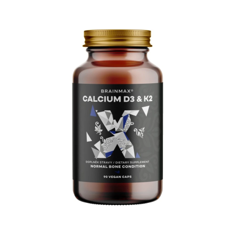 BrainMax Calcium D3 & K2, vápník s vitamínem D3 & K2, 90 rostlinných kapslí, PegraStore.cz