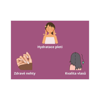 Královské vlasy, nehty, pleť s biotinem a vitamíny B5, B6, B12, 60 gumových bonbónů, PegraStore
