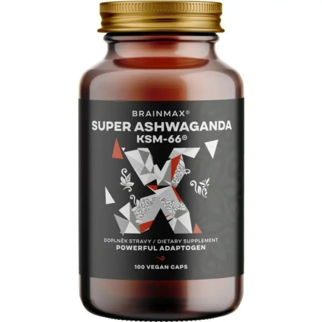 BrainMax Super Ashwagandha extrakt KSM-66®, Ašvaganda extrakt, 100 rostlinných kapslí, PegraStore