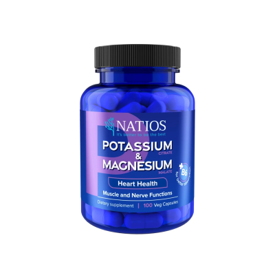 NATIOS Potassium & Magnesium, Draslík citrát a hořčík malát, 100 veganských kapslí, PegraStore.cz
