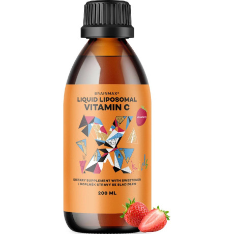 BrainMax KIDS Liquid Liposomal Vitamin C, Strawberry, 500 mg, 200 ml, Pegrastore.cz