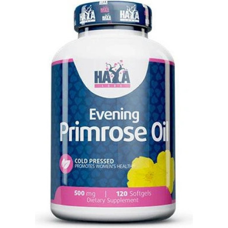 Haya Labs Pupalkový olej lisovaný za studena 500 mg (Evening Primrose Oil), 120 kapslí, PegraStore.cz