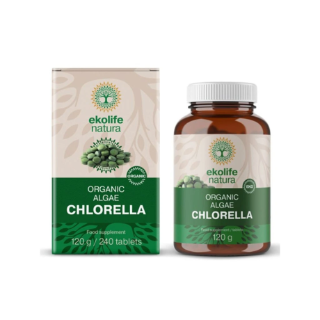 Algae Chlorella Organic 240 tablet (Bio řasa chlorella) Ekolife Natura, Pegrastore.cz