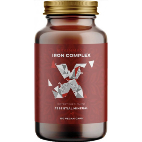 BrainMax Iron Complex, železo bisglycinát, 25 mg, 100 rostlinných kapslí, Pegrastore.cz