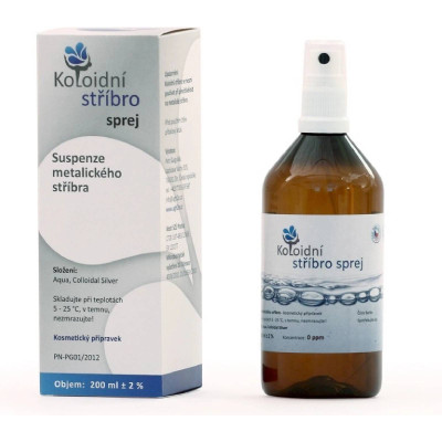 Koloidní stříbro 20 ppm – kosmetický sprej pro problematickou a aknózní pleť 200 m, Pegrastore,cz