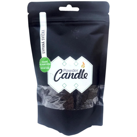 Barevná sypaná svíčka PowderCandle 50hodin – černý vosk, Pegrastore.cz