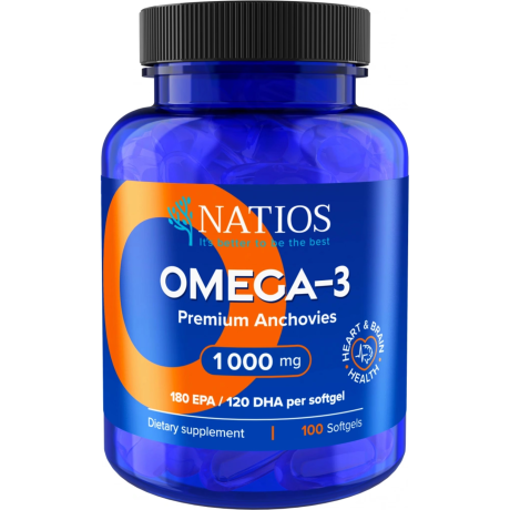 Natios Omega-3 Premium Anchovies 1000 mg 100 softgel kapslí, Pegrastore.cz