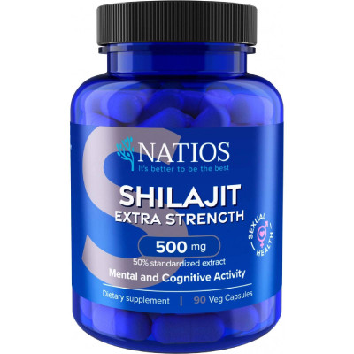 NATIOS Shilajit Extract, 500 mg, Extra Strength, 90 veganských kapslí, mumio, Pegrastore.cz