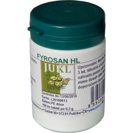 Jukl Fyrosan HL 100 tablet, přírodní podpora krevního tlaku, srdce a cév, Pegrastore