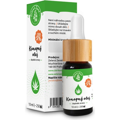 Zelená země CBD Konopný olej 5% 10 ml, Pegrastore.cz