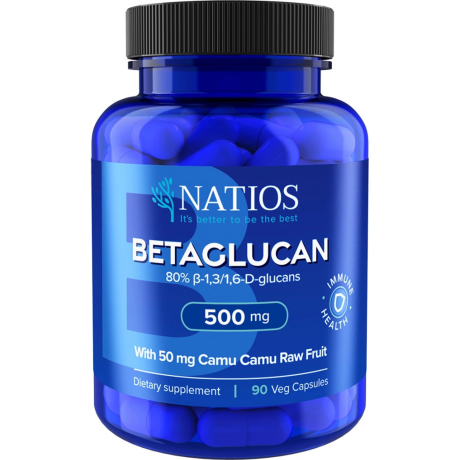 NATIOS Betaglucan, Betaglukany s Camu Camu, 500 mg, 90 veganských kapslí, Pegrastore.cz