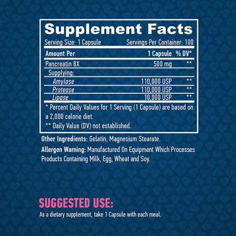 Haya Labs Super Pancreatin Enzymes 100 kapslí, Pegrastore.cz