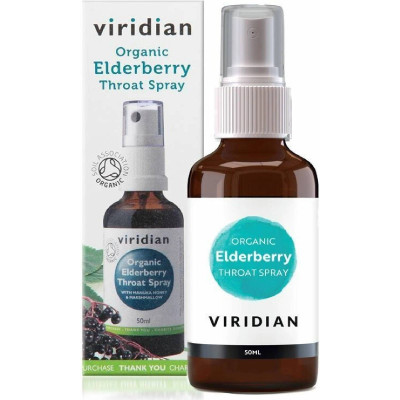 Viridian Elderberry Throat Spray Organic 50 ml, Pegrastore.cz