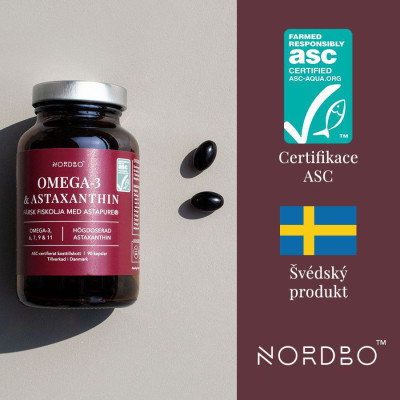 Nordbo Omega 3 & Astaxanthin 90 kapslí, Pegrastore.cz
