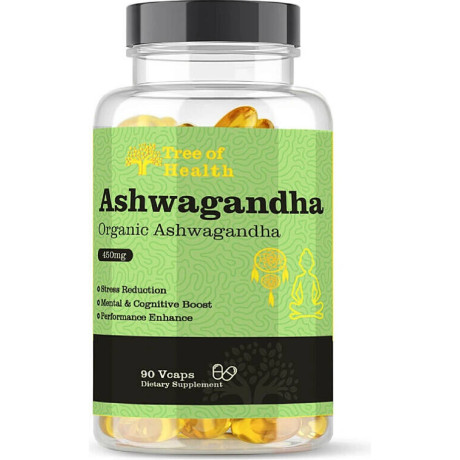 Tree of Health Organic Ashwagandha 450 mg – 90 kapslí, Pegrastore.cz
