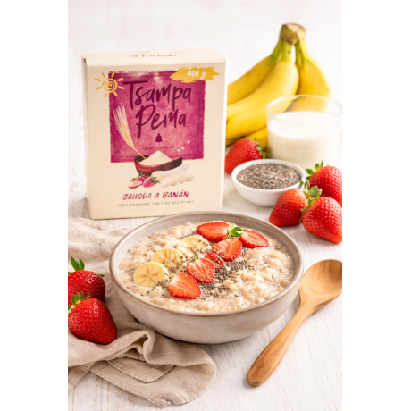 Tsampa Pema Jahoda a banán 400g | Tibetská pochoutka | PegraStore