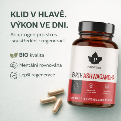 Puhdistamo Earth Ashwagandha BIO 120 kapslí, Pegrastore.cz
