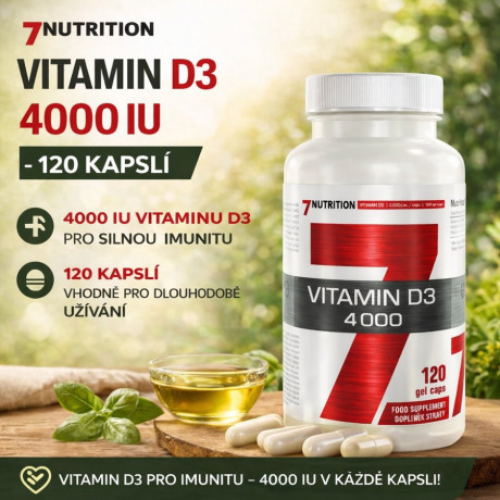 7Nutrition Vitamin D3 4000 IU – 120 kapslí, pegrastore.cz