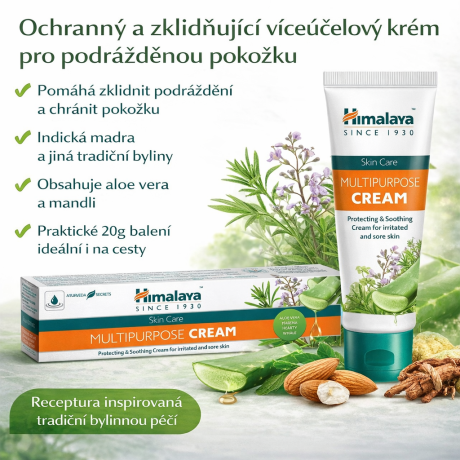 Zklidňující víceúčelový krém pro každodenní péči o podrážděnou pokožku.