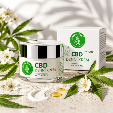 Denní krém se 100 mg CBD pro hydrataci, zklidnění a komfort pleti během dne