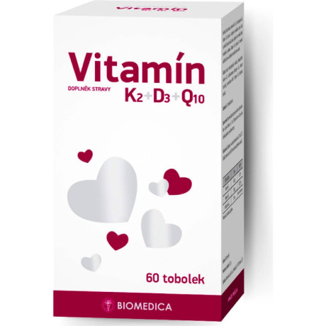 Biomedica Vitamín K2 + D3 + Q10 60 tablet, pegrastore.cz