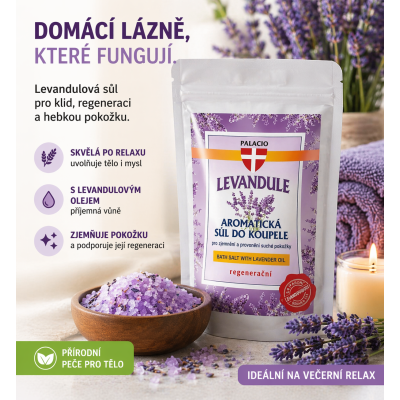 Domácí relax, který dává smysl. Levandulová sůl pro uvolnění, regeneraci a klid po náročném dni.