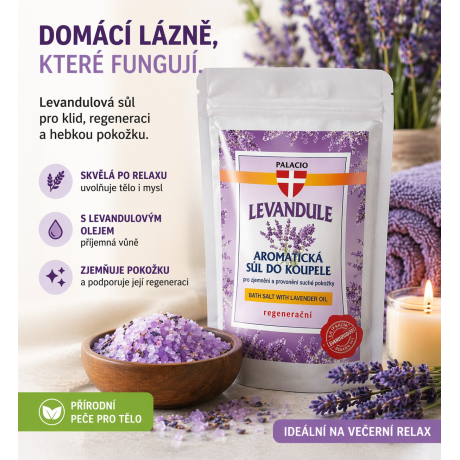 Domácí relax, který dává smysl. Levandulová sůl pro uvolnění, regeneraci a klid po náročném dni.