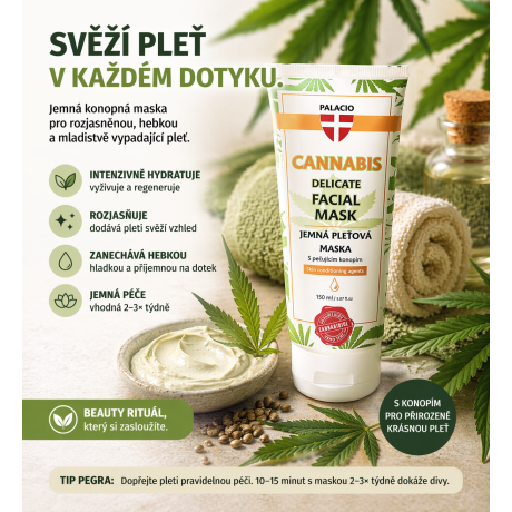 Dopřejte pleti chvíli péče navíc. Jemná konopná maska pro hebkost, hydrataci a svěží vzhled.