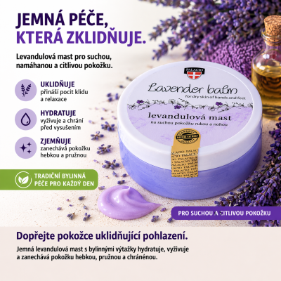Úleva pro suchou a namáhanou pokožku. Levandulová mast pro každodenní regeneraci a ochranu.