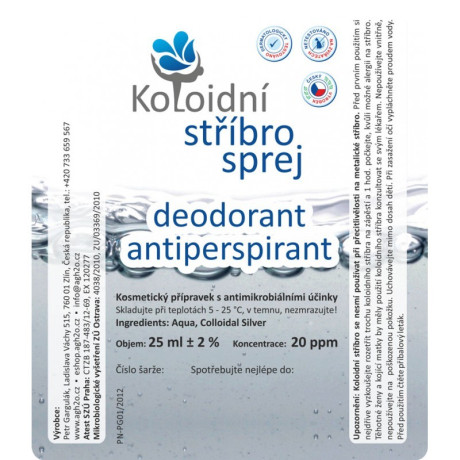 Koloidní stříbro sprej 25 ml | Alternativa deodorantu