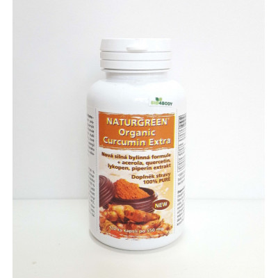 Naturegreen New Curcumin Extra, curcumín a piperin, PegraStore.cz