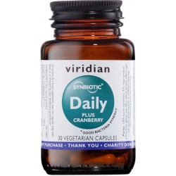 Viridian Synbiotic Daily + Cranberry 30 kapslí (Směs probiotik a prebiotik s brusinkovým extraktem)