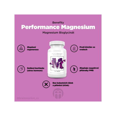 Performance Magnesium 1000 mg, 100 kapslí, (Hořčík 200 mg + Vitamín B6)