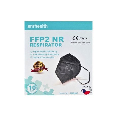 RESPIRÁTOR FFP2 ANRHEALTH NR BLACK 10KS, DAŇ PROMINUTA