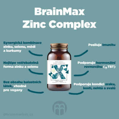 BrainMax Zinc Complex, 100 rostlinných kapslí