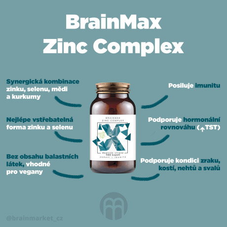 BrainMax Zinc Complex, 100 rostlinných kapslí