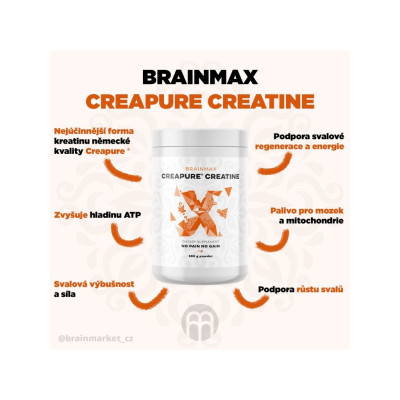 BrainMax Creapure Creatine, Kreatin monohydrát, 500 g