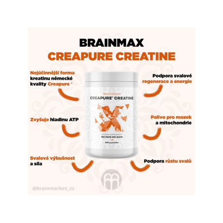 BrainMax Creapure Creatine, Kreatin monohydrát, 500 g
