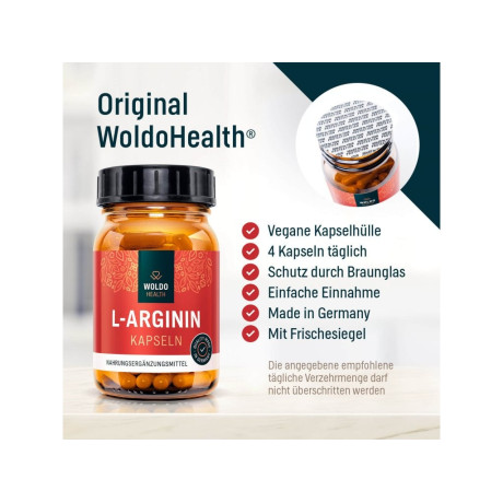 WoldoHealth L-Arginin HCL 120 kapslí