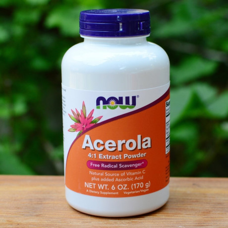 NOW Acerola prášek, přírodní vitamin C, 170 g (6 oz)