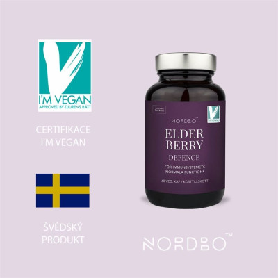 Nordbo Elderberry Defence 60 kapslí (Extrakt z černého bezu + vit. C + zinek)