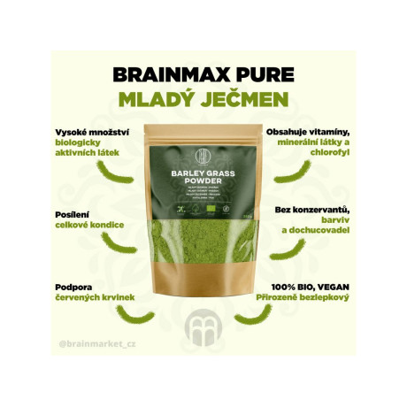 BrainMax Pure Mladý ječmen BIO, 250 g