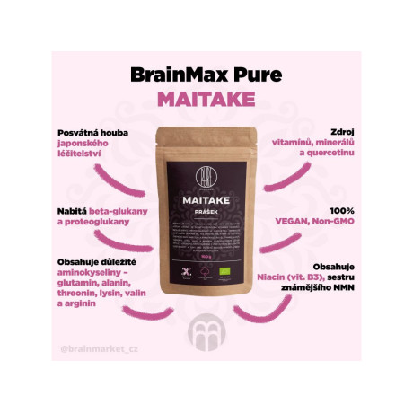 BrainMax Pure Maitake prášek BIO, 100g